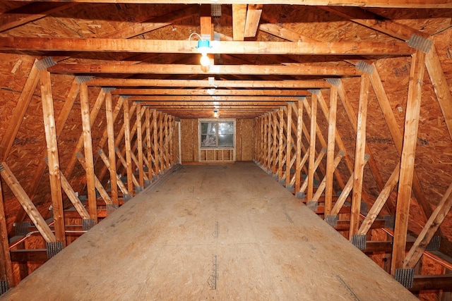 view of unfinished attic