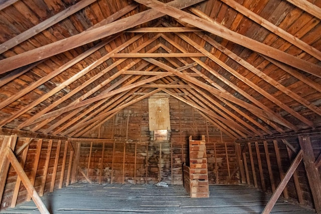 view of unfinished attic