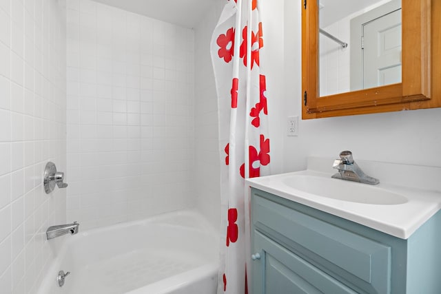 bathroom featuring vanity and shower / washtub combination