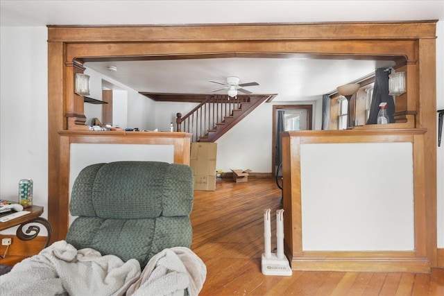 49 Eastern Ave, Richford, VT 05476 - living area featuring hardwood / wood-style flooring and ceiling fan