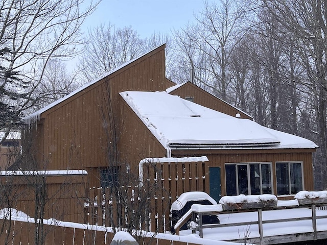 view of snow covered exterior