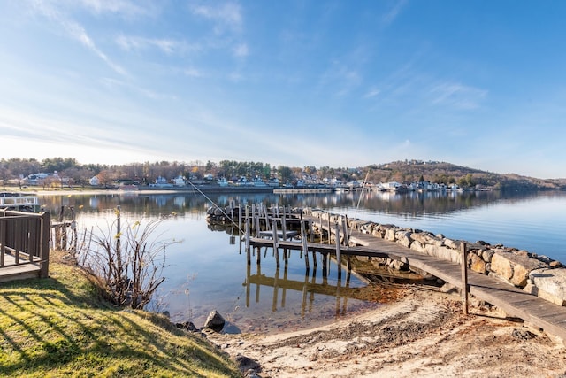 dock area featuring a water view