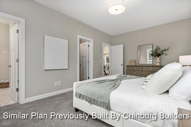 carpeted bedroom featuring connected bathroom