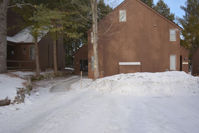 view of snow covered exterior