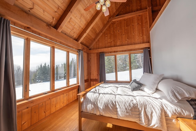 43 Upton Rd, Dover, VT 05356 - bedroom with wood ceiling, light wood finished floors, and wood walls