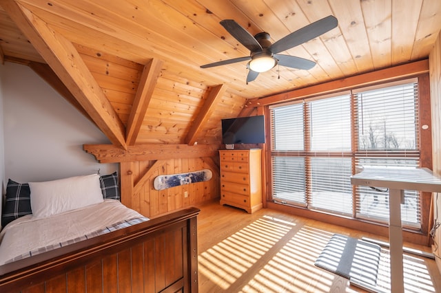 43 Upton Rd, Dover, VT 05356 - bedroom featuring wooden ceiling, light wood-type flooring, and lofted ceiling