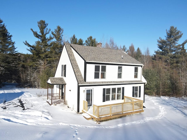 view of front of home with a deck