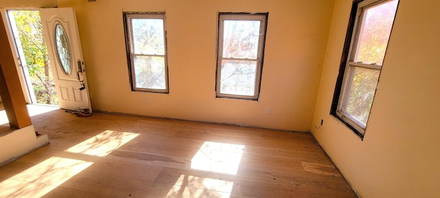 spare room featuring light wood-type flooring