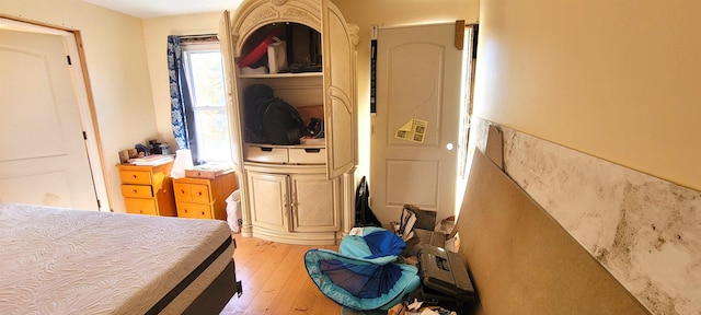 bedroom with light hardwood / wood-style flooring