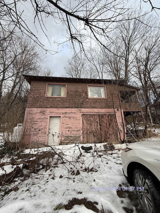 view of snowy exterior