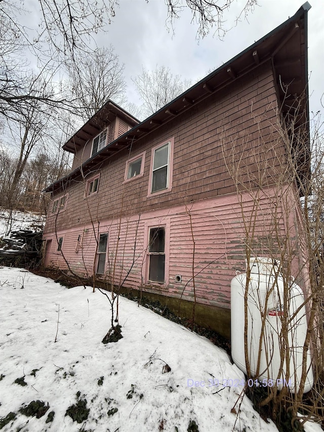 view of snow covered exterior