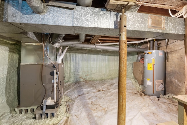 basement with water heater