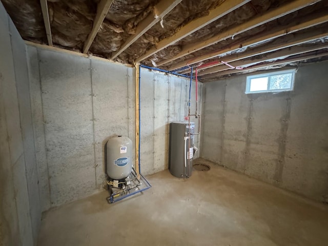 basement featuring water heater