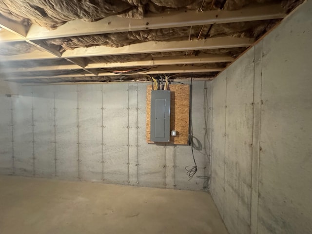 basement with electric panel