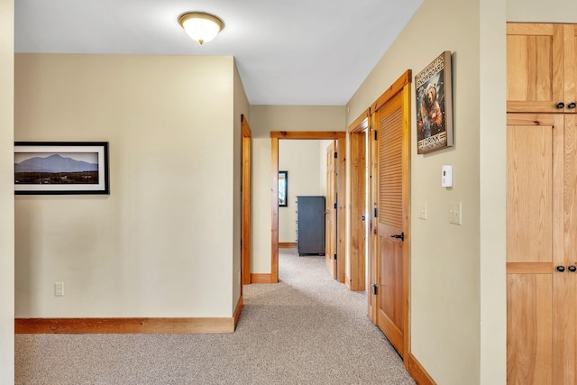 corridor with light carpet