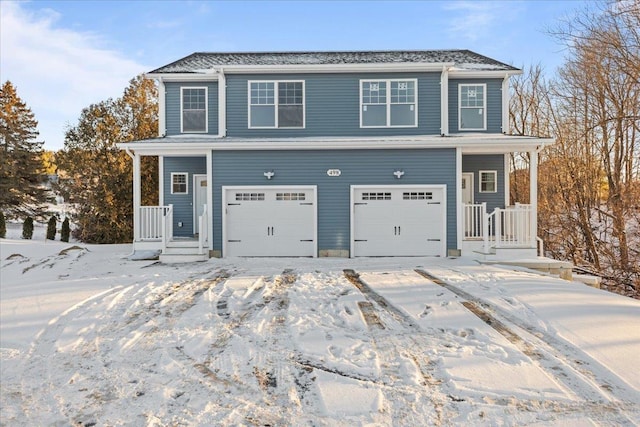 front facade with a garage