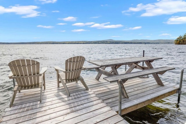 dock area with a water and mountain view