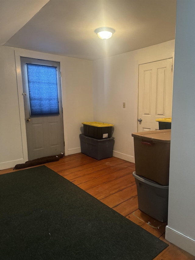 entryway with wood-type flooring