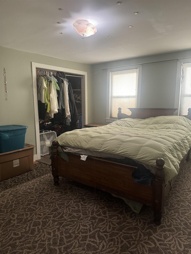 bedroom with multiple windows and a closet