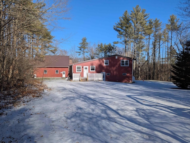 view of snow covered property