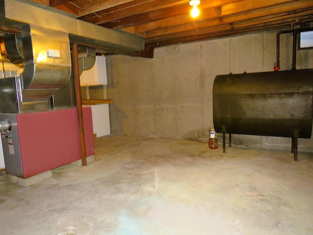 basement with heating unit