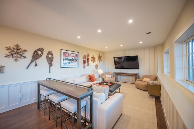 living room with hardwood / wood-style floors