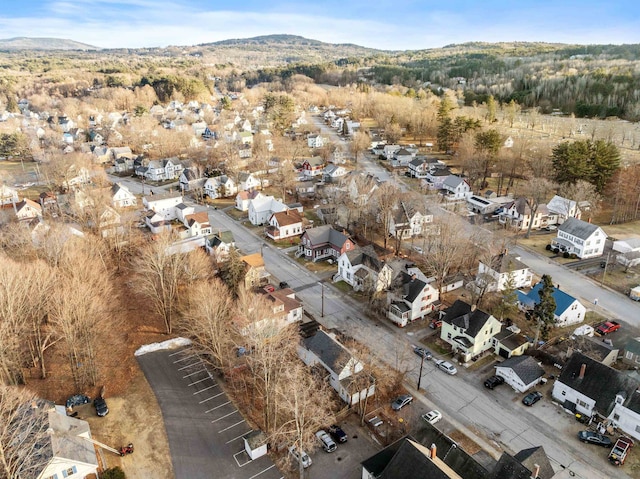 bird's eye view with a mountain view