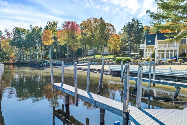 dock area featuring a water view