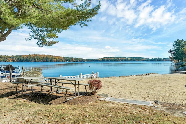 dock area featuring a water view