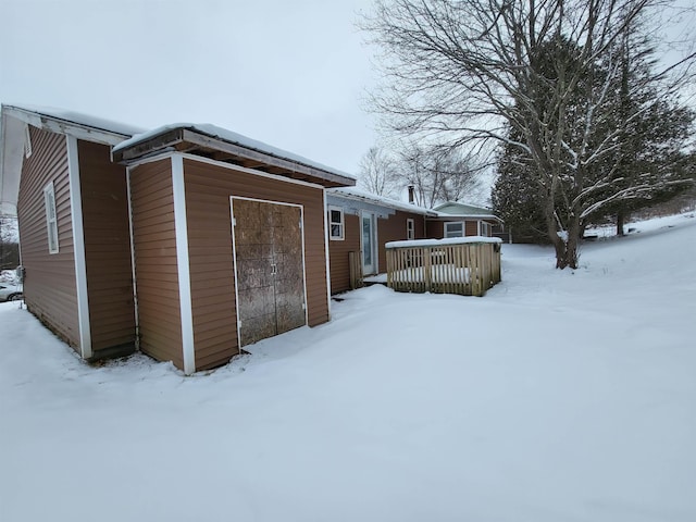 view of snow covered exterior