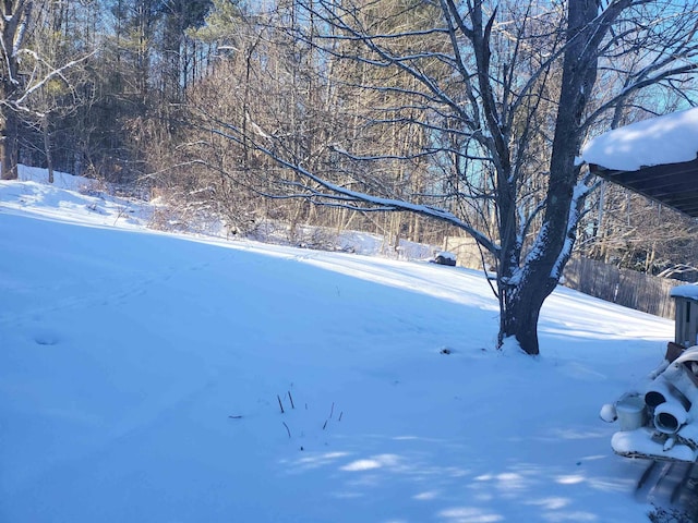 view of yard covered in snow