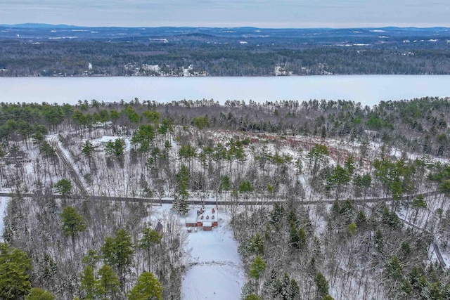 aerial view with a water and mountain view