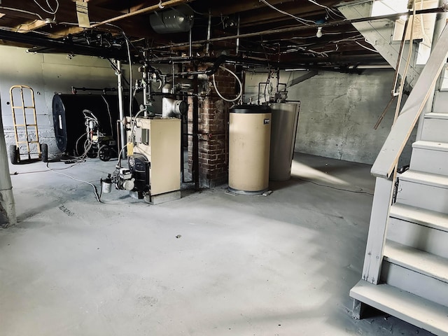 basement with water heater