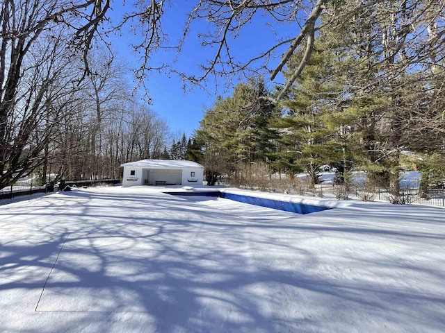 view of yard covered in snow