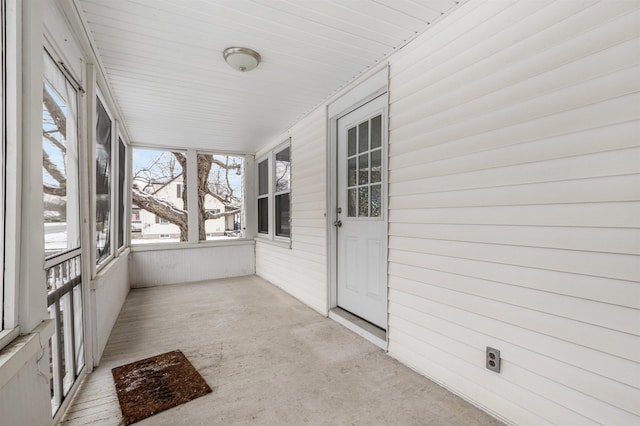 view of unfurnished sunroom