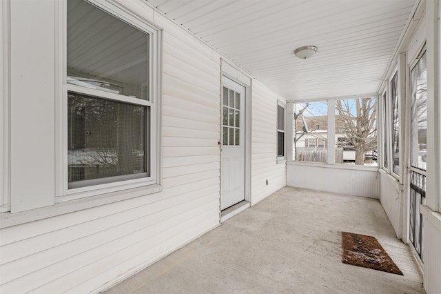 view of unfurnished sunroom