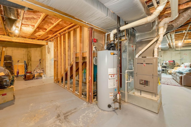 basement with gas water heater