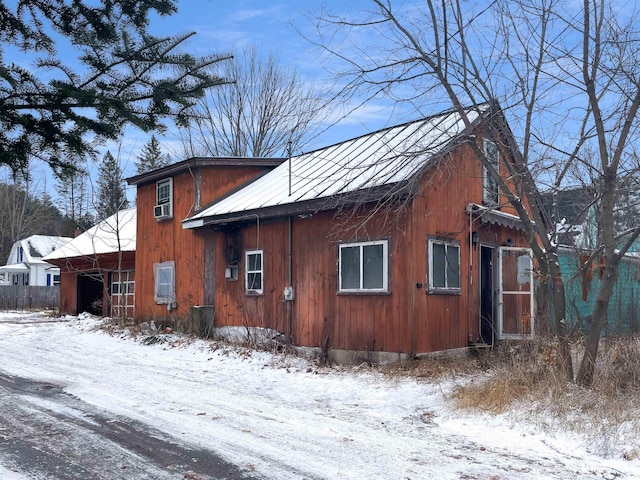 view of snow covered property