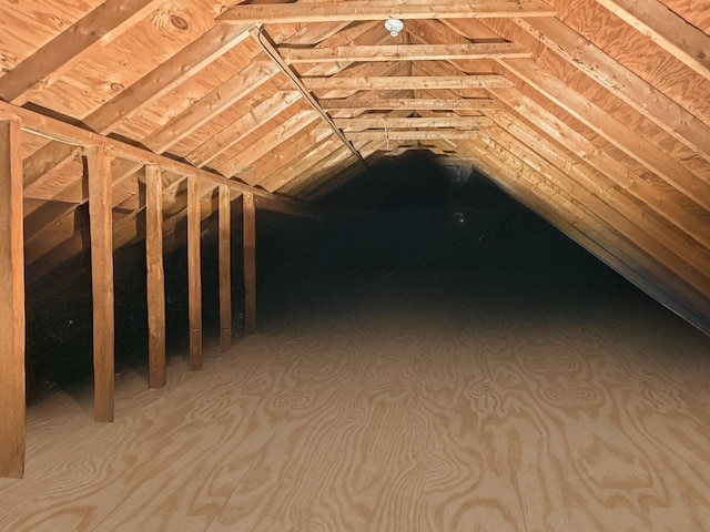 view of unfinished attic