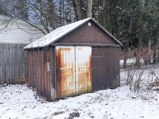 view of snow covered structure