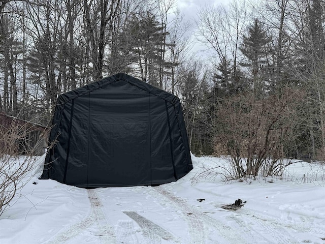 view of snow covered structure