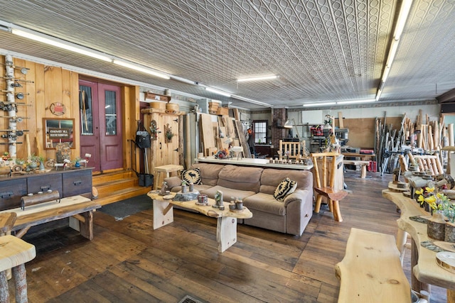 living room with hardwood / wood-style floors