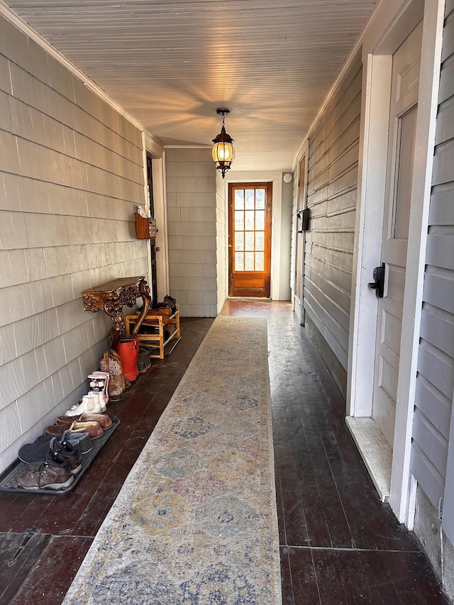 interior space with dark hardwood / wood-style flooring