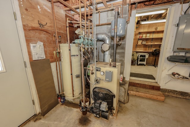 utility room with gas water heater