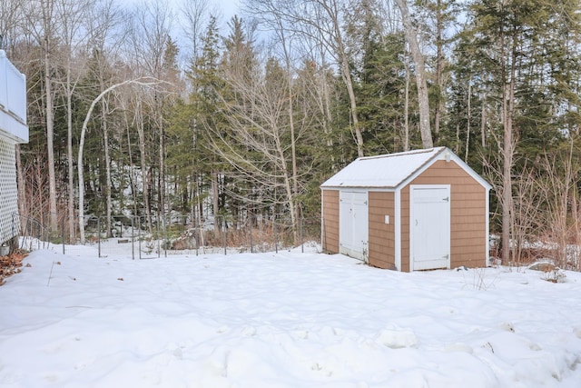 view of snow covered structure