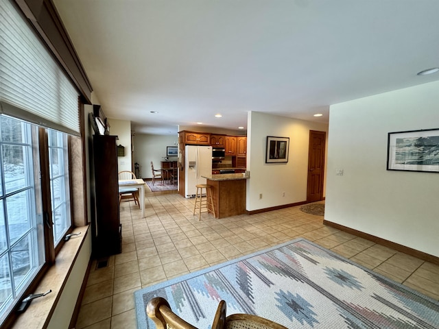 view of tiled living room