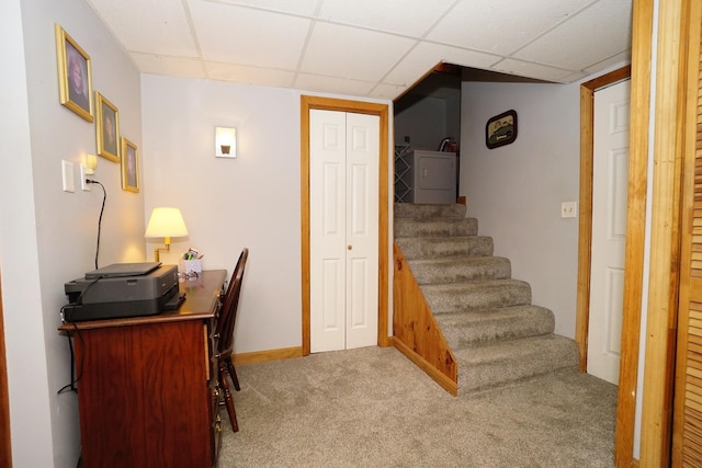 view of carpeted home office