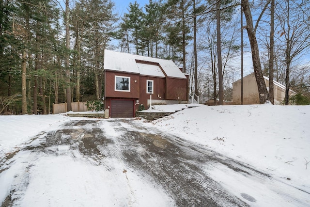 exterior space with a garage