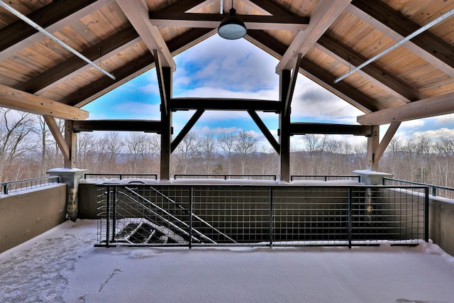 view of snow covered patio