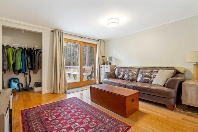 living room with light hardwood / wood-style flooring